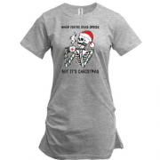 Подовжена футболка зі скелетом "it`s Christmas"